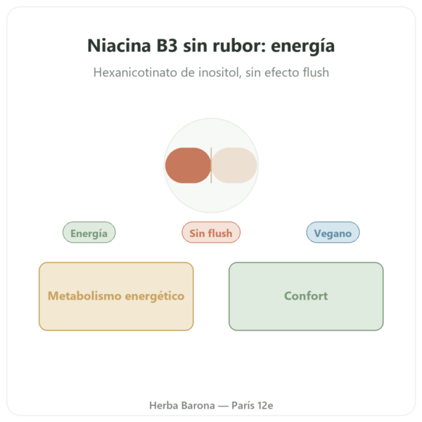 Niacina B3 Flush Free – Sin Rubor – 90 Cápsulas Vegetales – Now Foods presentación Paris Herba Barona