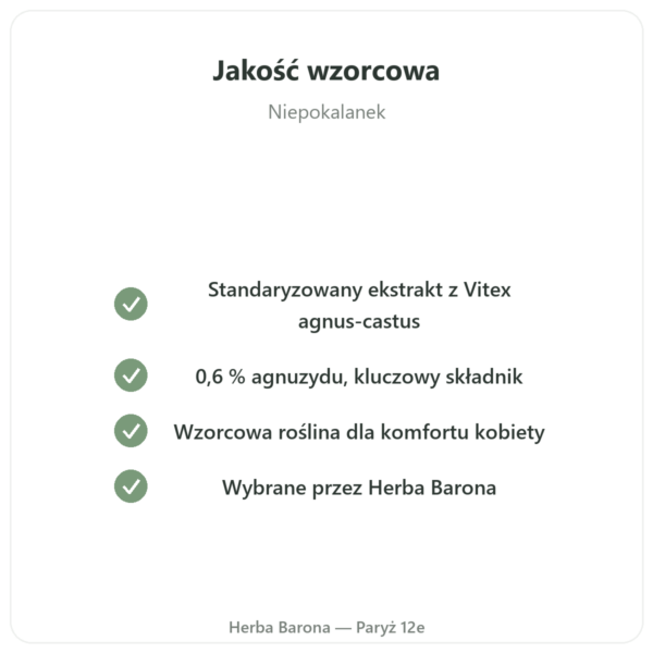 Niepokalanek Ekstrakt 250 mg – 0,6% Agnuside – 60 kaps. jakość Paris Herba Barona