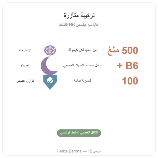 NOW Foods غابا GABA 500 ملغ + فيتامين B-6 – 100 كبسولة نباتية الفوائد والمعطيات الرئيسية Paris Herba Barona