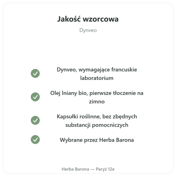 Olej lniany bio - Dynveo - 60 kapsułek jakość Paris Herba Barona
