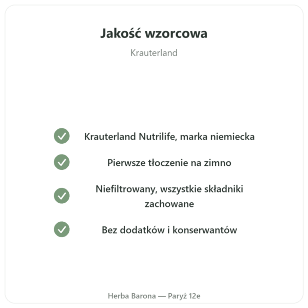 Olej z czarnuszki 1L Krauterland w Paryżu jakość Paris Herba Barona