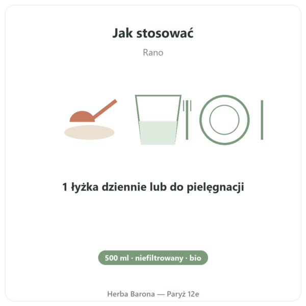 Olej z czarnuszki niefiltrowany bio 500 ml Krauterland sposób użycia i dawkowanie Paris Herba Barona