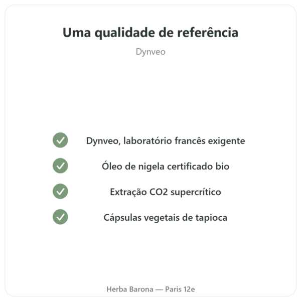 Óleo de Nigela (cominho preto) Dynveo 60 cápsulas qualidade Paris Herba Barona