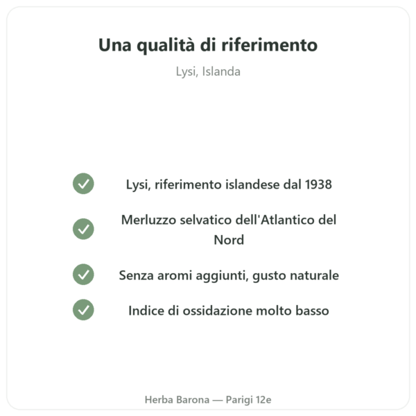 Olio di Fegato di Merluzzo Naturale LYSI Islanda 240ml qualità Paris Herba Barona