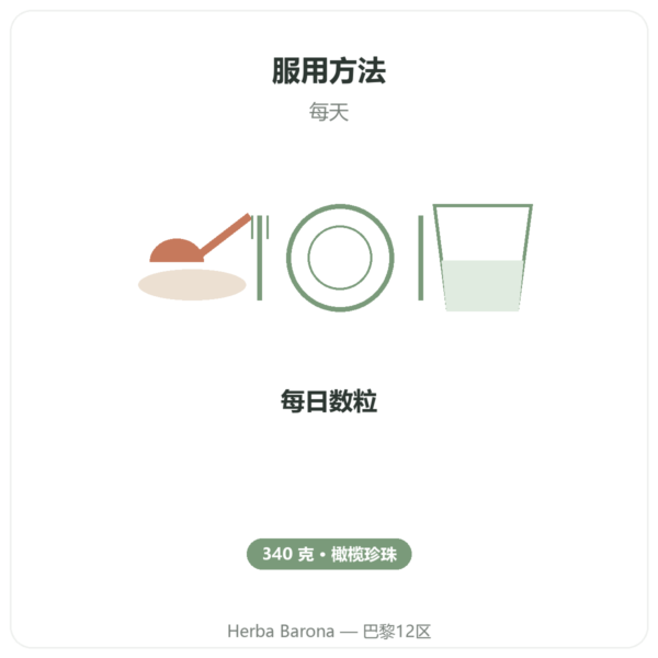 沙漠橄榄珍珠 NaturaMedicatrix 340g 使用方法与建议剂量 Paris Herba Barona