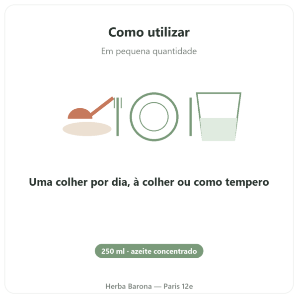 Olivie Plus 30x – Azeite Puro – Frasco de Vidro 250 ml modo de uso e dosagem Paris Herba Barona