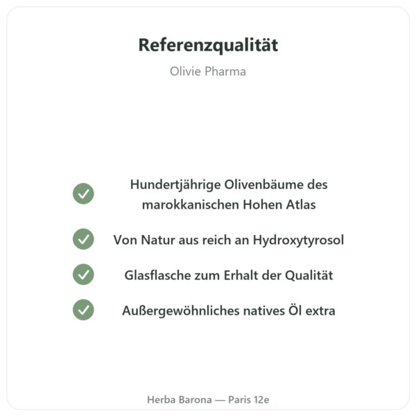 Olivie Plus 30x – reines Olivenöl im Glasflacon 250 ml Qualität Paris Herba Barona