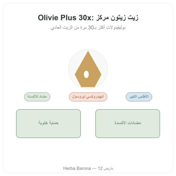 زيت الزيتون المركّز Olivie Plus 30x – قنينة زجاجية 250 مل عرض المنتج Paris Herba Barona