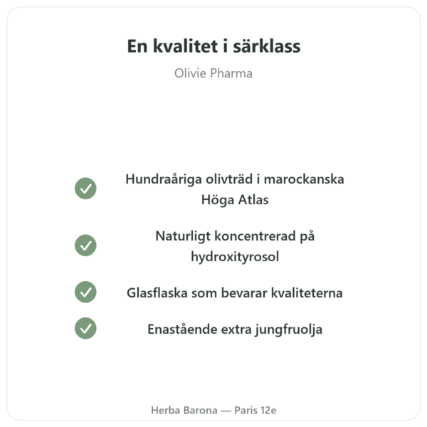Olivie Plus 30x ren olivolja 250 ml – glasflaska kvalitet Paris Herba Barona