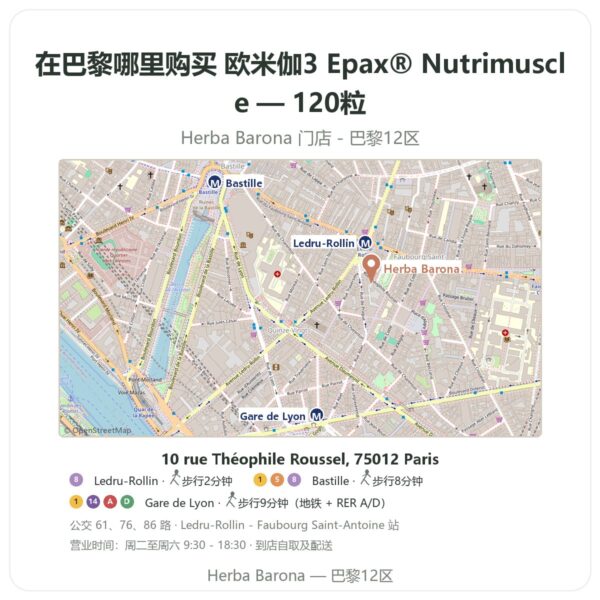 欧米伽3 Epax® Nutrimuscle — 120粒 巴黎哪里能买到 - 门店地图 Herba Barona Paris 12e