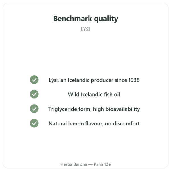 Liquid Omega-3 – LYSI Lemon – Iceland – 240ml quality Paris Herba Barona