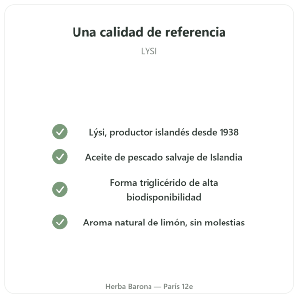 Omega-3 Líquido LYSI Limón – Islandia – 240 ml calidad Paris Herba Barona