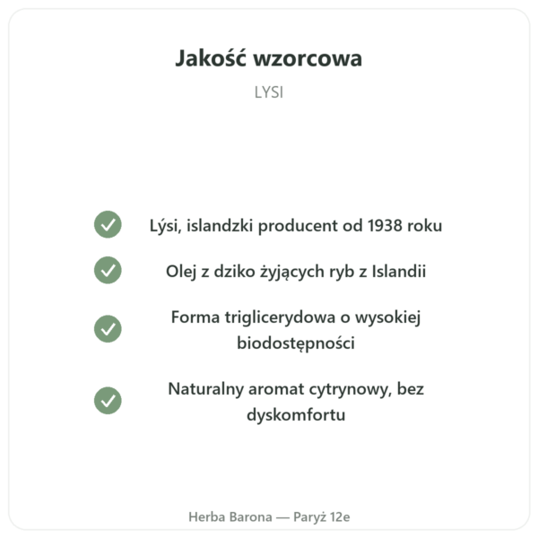 Omega-3 płynna LYSI Cytryna Islandia 240ml w Paryżu jakość Paris Herba Barona