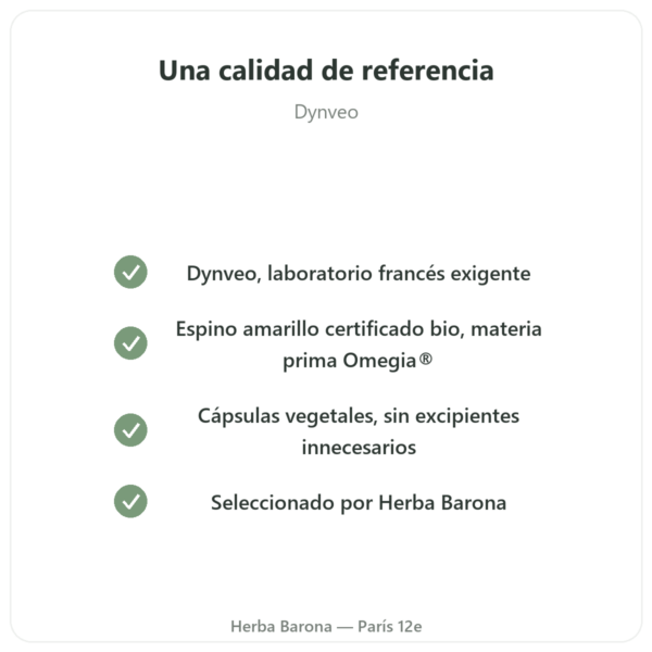 Omega-7: Aceite de espino amarillo – Dynveo – 180 cápsulas calidad Paris Herba Barona