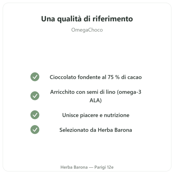 OmegaChoco® 1 tavoletta 100g cioccolato piacere e salute qualità Paris Herba Barona