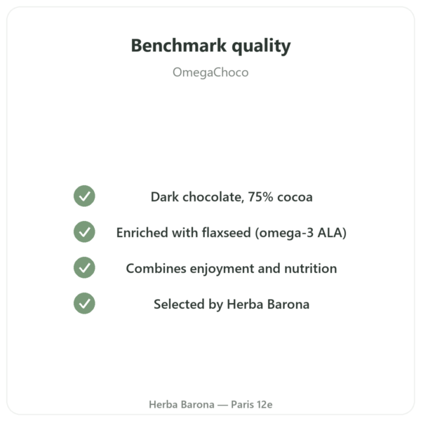 OmegaChoco Dark Chocolate Tablet 100 g quality Paris Herba Barona
