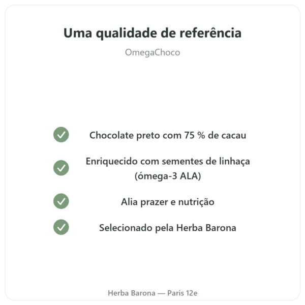 OmegaChoco® – Tablete 100 g – Chocolate Prazer e Nutrição qualidade Paris Herba Barona