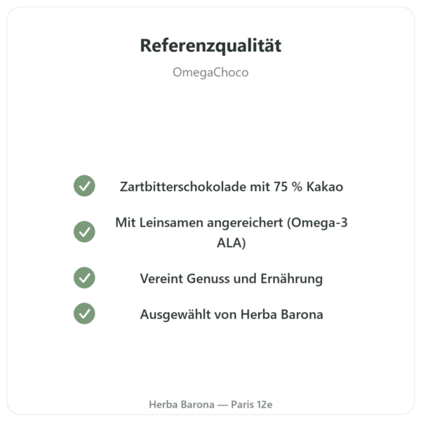 OmegaChoco® 1 Tafel 100 g – Genuss und Gesundheit Qualität Paris Herba Barona