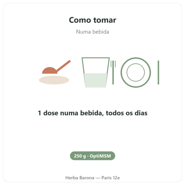 OptiMSM em pó puro 250 g – Dynveo modo de uso e dosagem Paris Herba Barona
