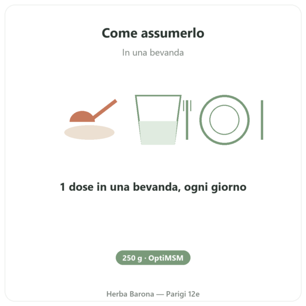 OptiMSM in polvere pura 250 g – Dynveo modo d'uso e dosaggio Paris Herba Barona
