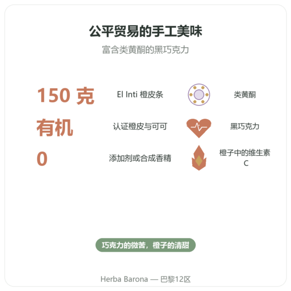 有机黑巧克力橙皮条 Saldac El Inti 150克 功效与数据 Paris Herba Barona