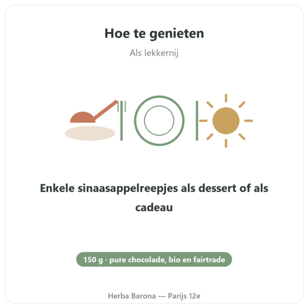 Orangettes BIO met Pure Chocolade Saldac El Inti 150 g gebruiksaanwijzing en dosering Paris Herba Barona