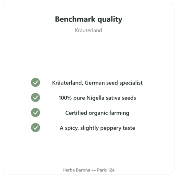 Organic Black Cumin Seeds – Kräuterland – 500g quality Paris Herba Barona