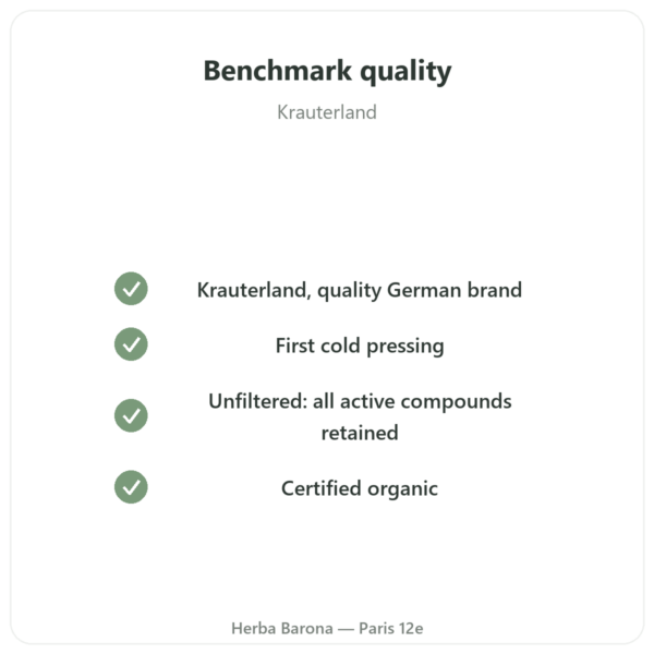 Organic Black Seed Oil Unfiltered - 250 ml - Krauterland quality Paris Herba Barona