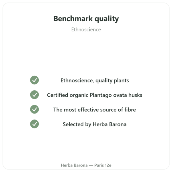 Organic Blonde Psyllium Husk Powder - Ethnoscience - 600g quality Paris Herba Barona