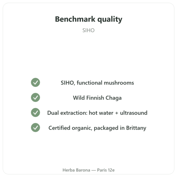 Organic Chaga - SIHO - 60 Capsules quality Paris Herba Barona