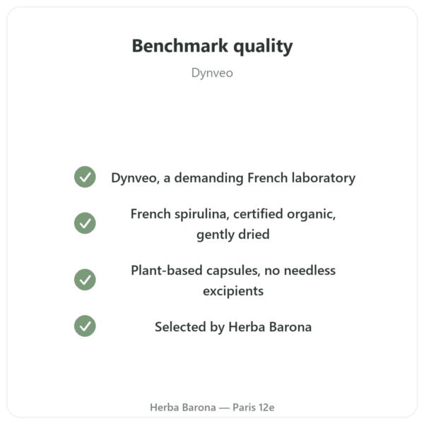 Organic French Spirulina – Dynveo – 90 Tablets quality Paris Herba Barona