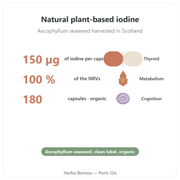 Organic Kelp Iodine – Dynveo – 150 µg – 180 Capsules benefits and key facts Paris Herba Barona