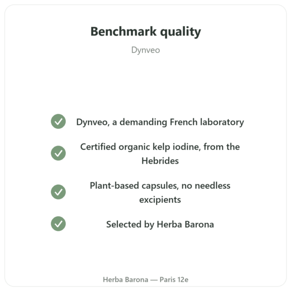 Organic Kelp Iodine – Dynveo – 150 µg – 180 Capsules quality Paris Herba Barona