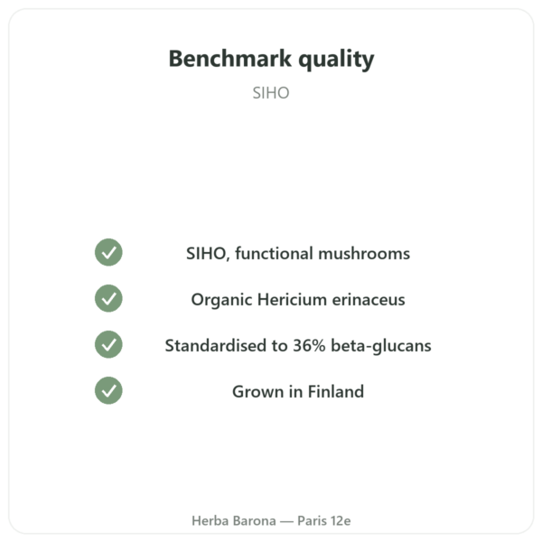 Organic Lion's Mane - SIHO - 60 Capsules quality Paris Herba Barona
