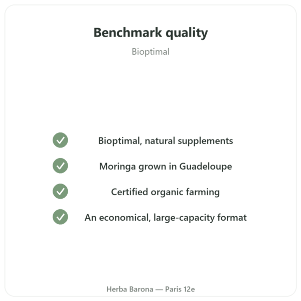 Organic Moringa Powder 300g – Bioptimal – Superfood quality Paris Herba Barona
