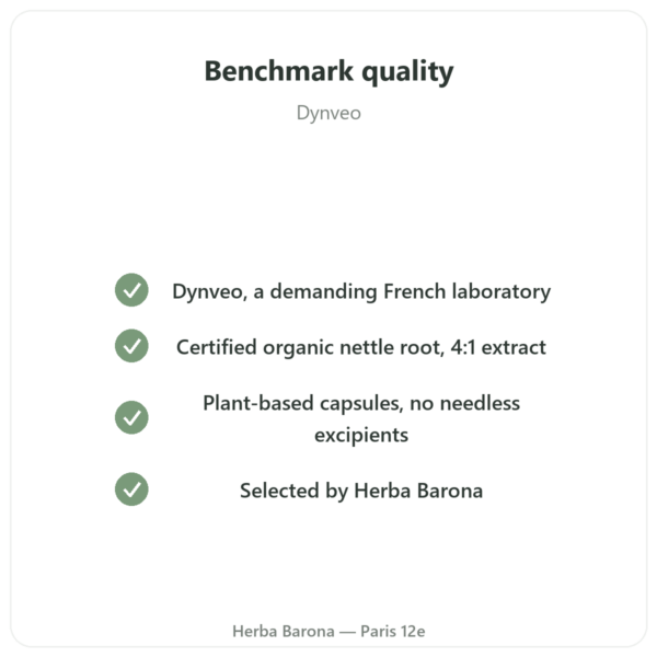 Organic Nettle Root Extract 4:1 - Dynveo - 60 capsules quality Paris Herba Barona