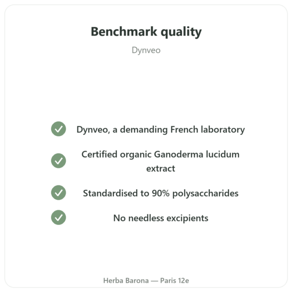 Organic Reishi – Dynveo – 500 mg – 60 capsules quality Paris Herba Barona