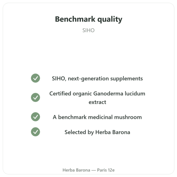 Organic Reishi Extract – SIHO – 60 capsules quality Paris Herba Barona