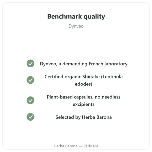 Organic Shiitake - Dynveo - 60 Capsules quality Paris Herba Barona
