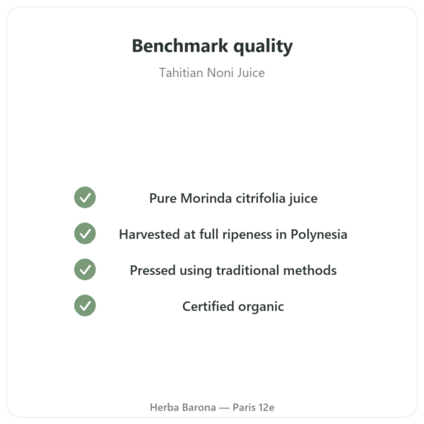 Organic Tahitian Noni Juice – 1 litre quality Paris Herba Barona