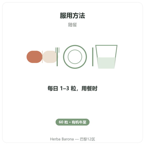 有机牛至 - Be-Life - 60 粒胶囊 使用方法与建议剂量 Paris Herba Barona