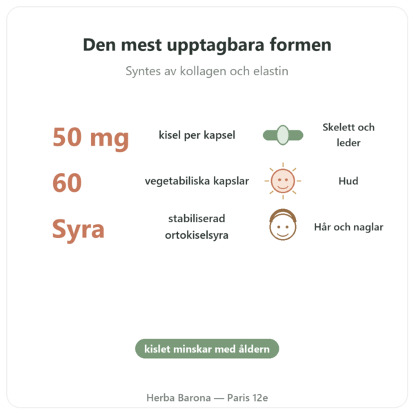 Ortogeniskt Kisel Natur 50 mg – flaska med 60 kapslar fördelar och nyckelfakta Paris Herba Barona