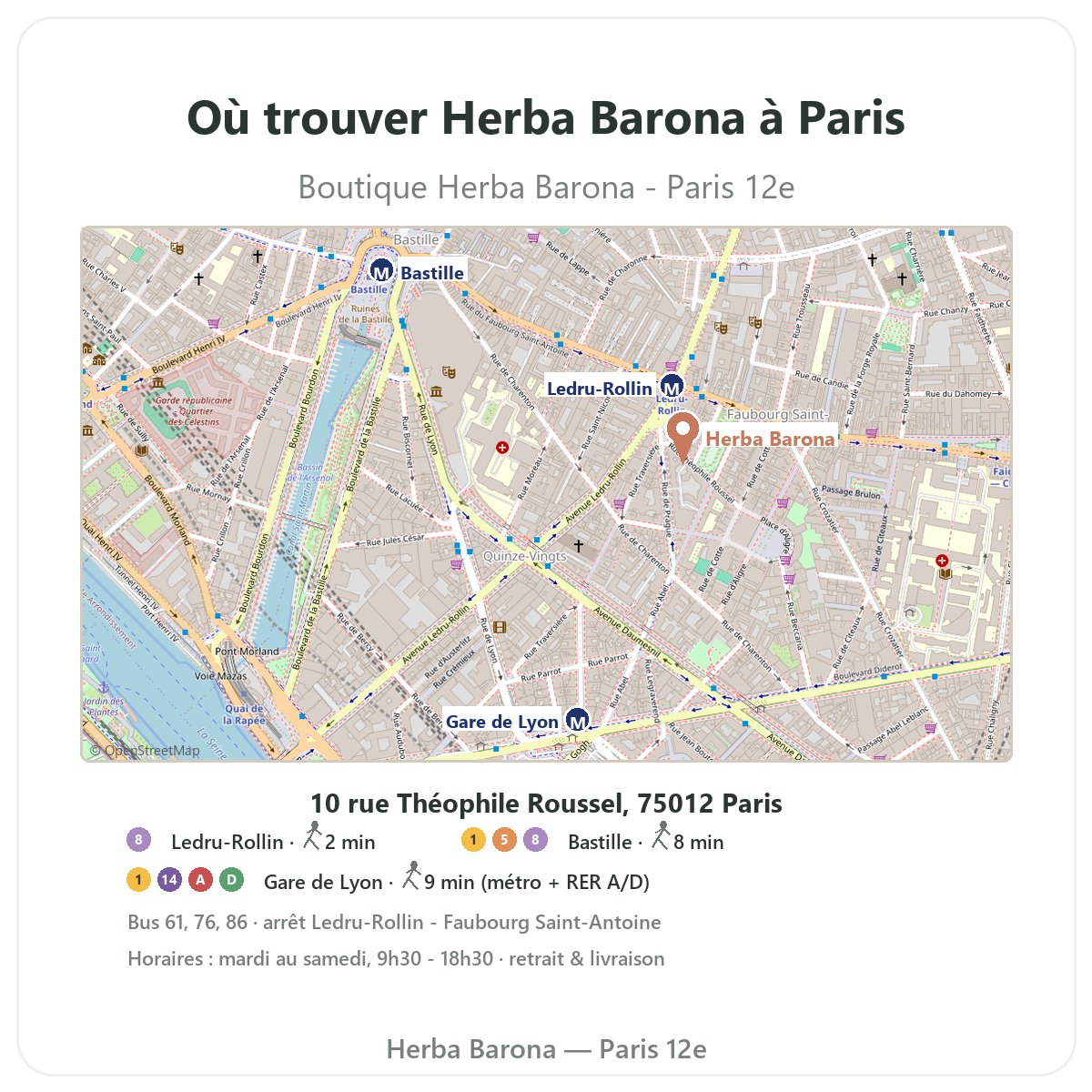 Herba Barona Paris’te nerede - Ledru-Rollin metro planı