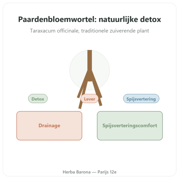 Dandelion Root Paardenbloemwortel Now Foods 500 mg presentatie Paris Herba Barona