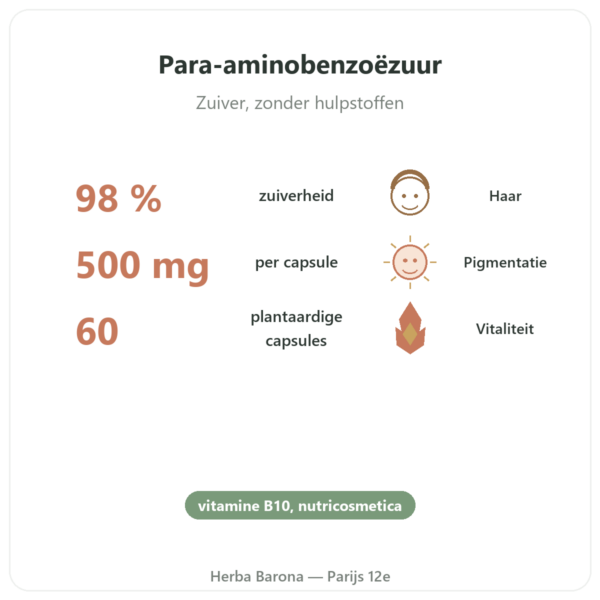 PABA 500 – 60 Capsules Dynveo voordelen en kerngegevens Paris Herba Barona