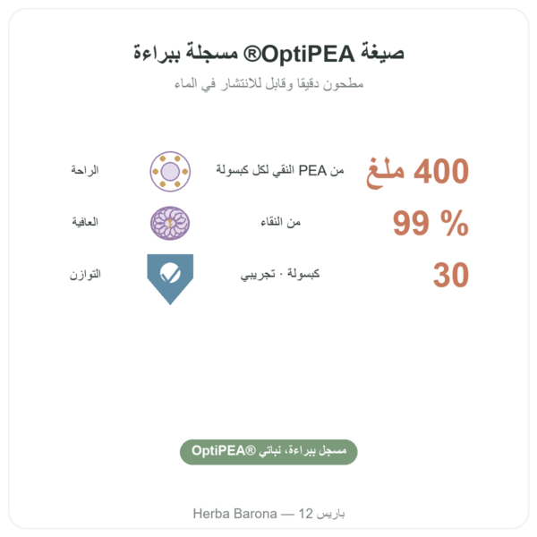 بالميتويل إيثانولاميد PEA Dynveo 30 كبسولة 400 ملغ الفوائد والمعطيات الرئيسية Paris Herba Barona