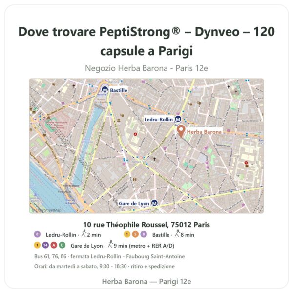 Dove trovare PeptiStrong® – Dynveo – 120 capsule a Parigi - mappa del negozio Herba Barona Paris 12e