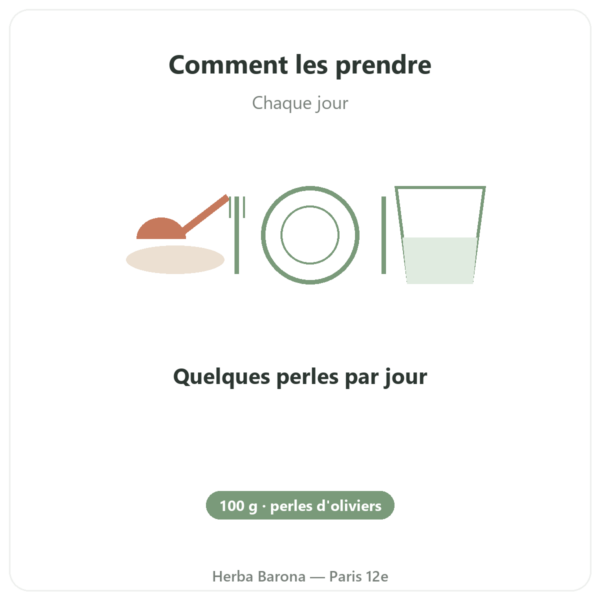 Perles d'Oliviers du Désert NaturaMedicatrix 100g mode emploi conseil de prise Paris Herba Barona