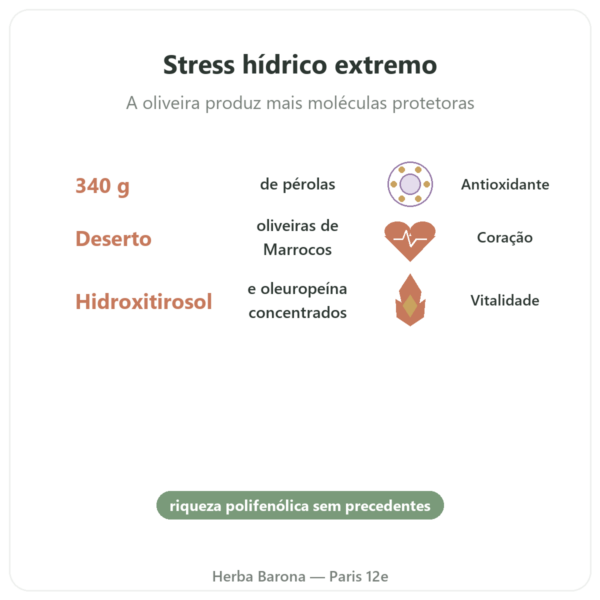 Pérolas de Oliveiras do Deserto NaturaMedicatrix 340g benefícios e dados principais Paris Herba Barona