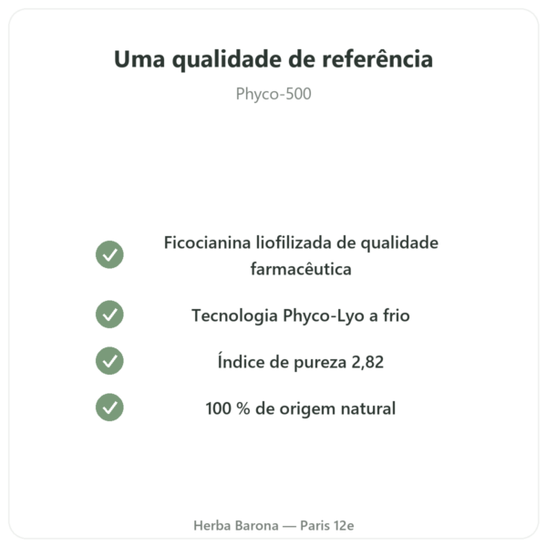 Phyco-500 30 cápsulas – ficocianina liofilizada imunidade qualidade Paris Herba Barona